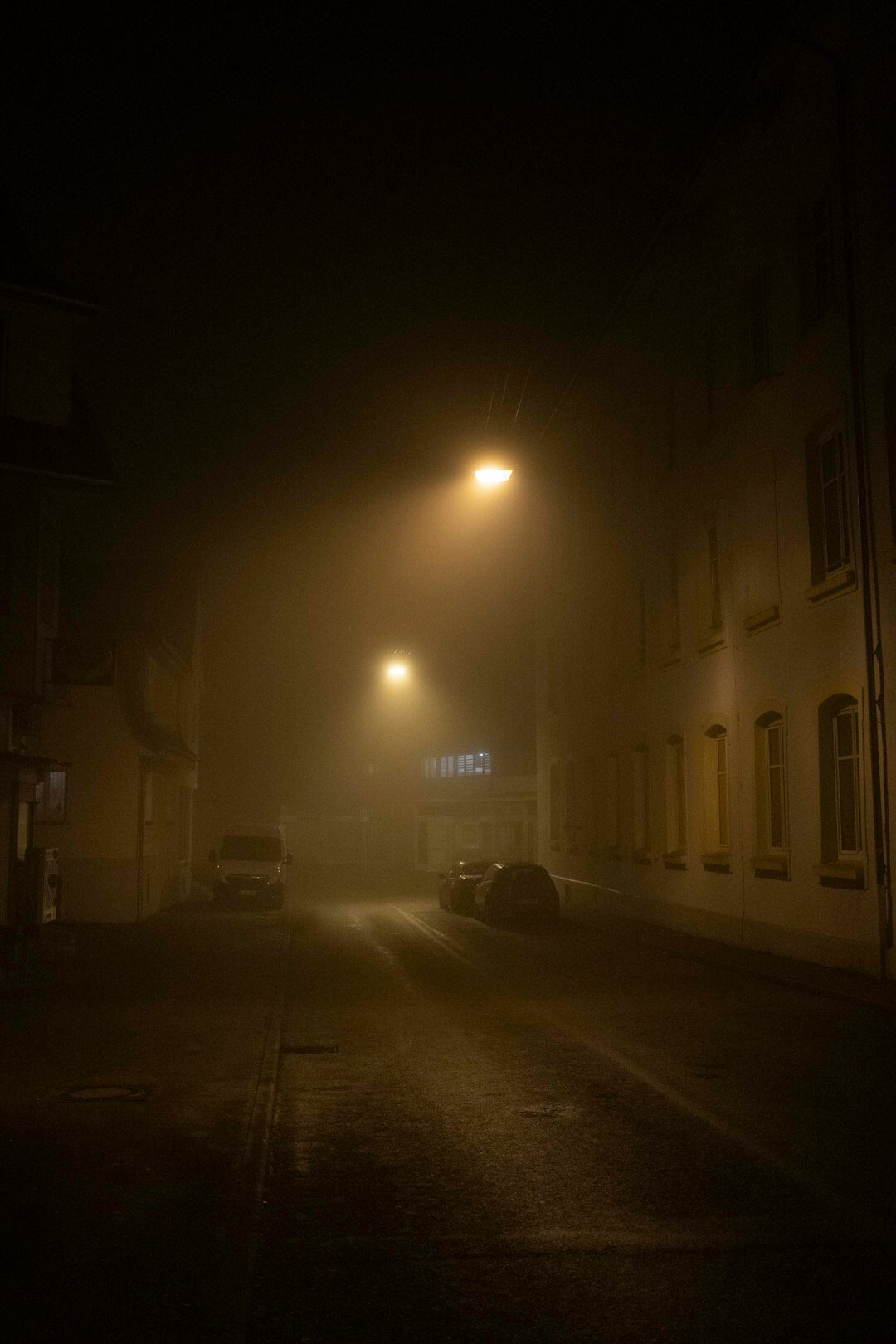 foggy night street