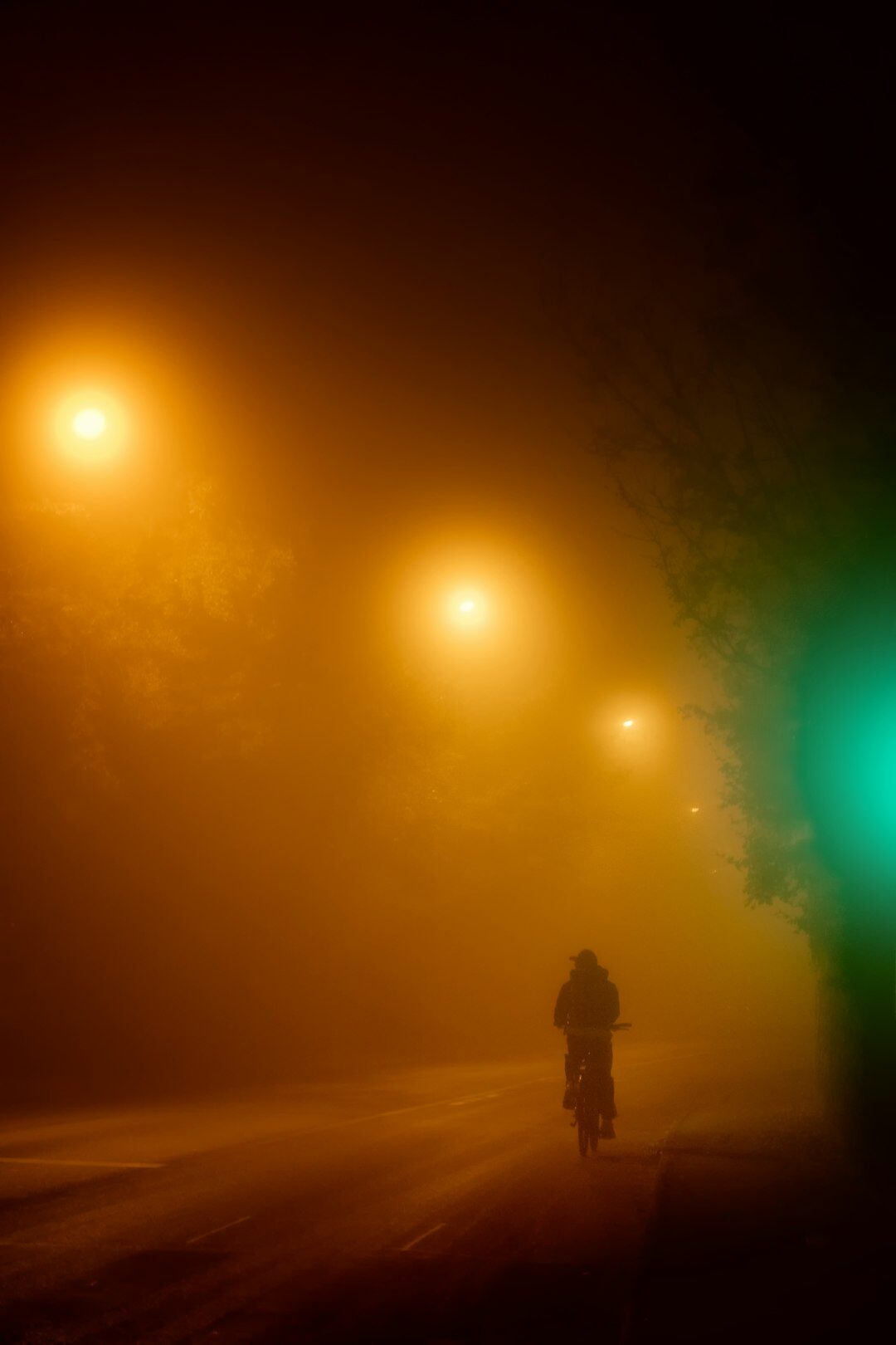 foggy night street